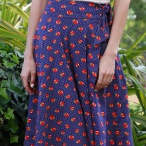 Effie’s Heart Roam Skirt - Pomodero . Strawberry faux wrap skirt Size M